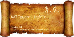 Négyesi Irén névjegykártya